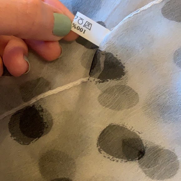 Black Polka Dot White Fine Silk Scarf - Picture 14 of 14